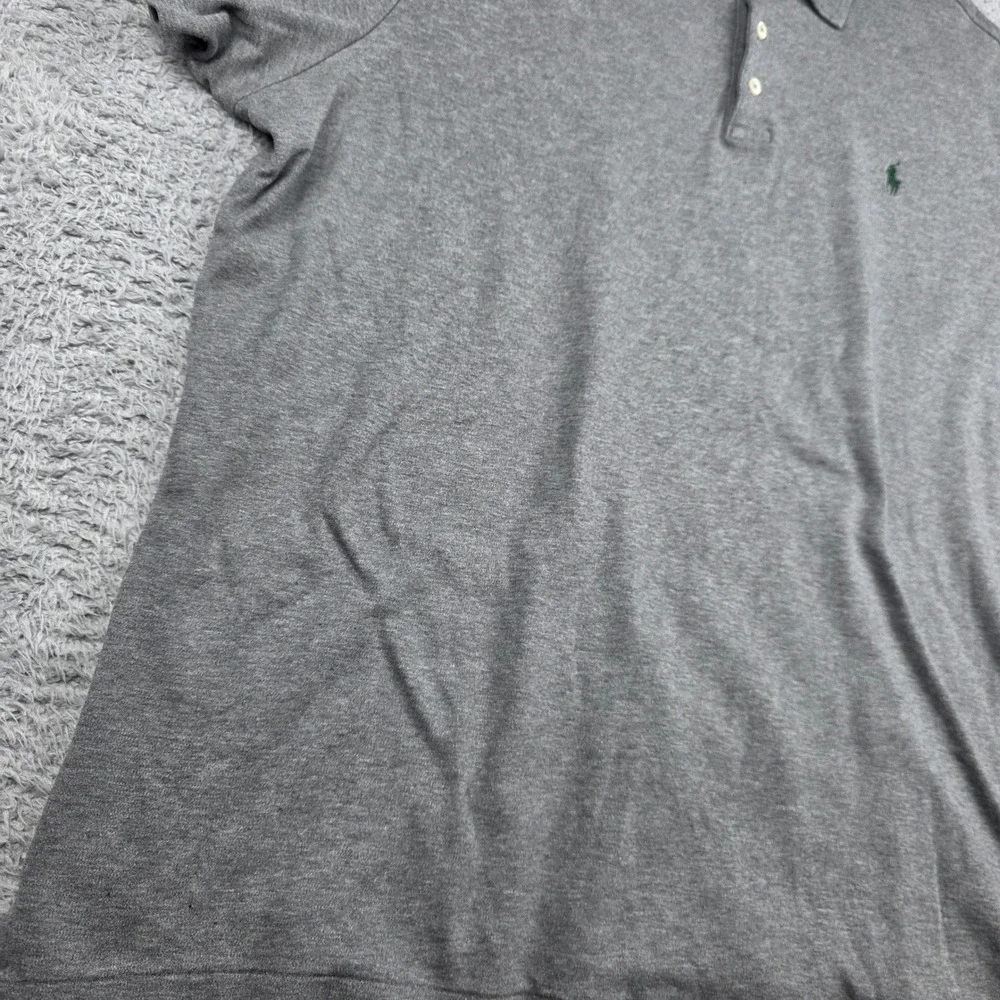 Polo Ralph Lauren Soft Shirt‎ Mens XXL Gray Short Sleeve Cotton Green Pony Logo